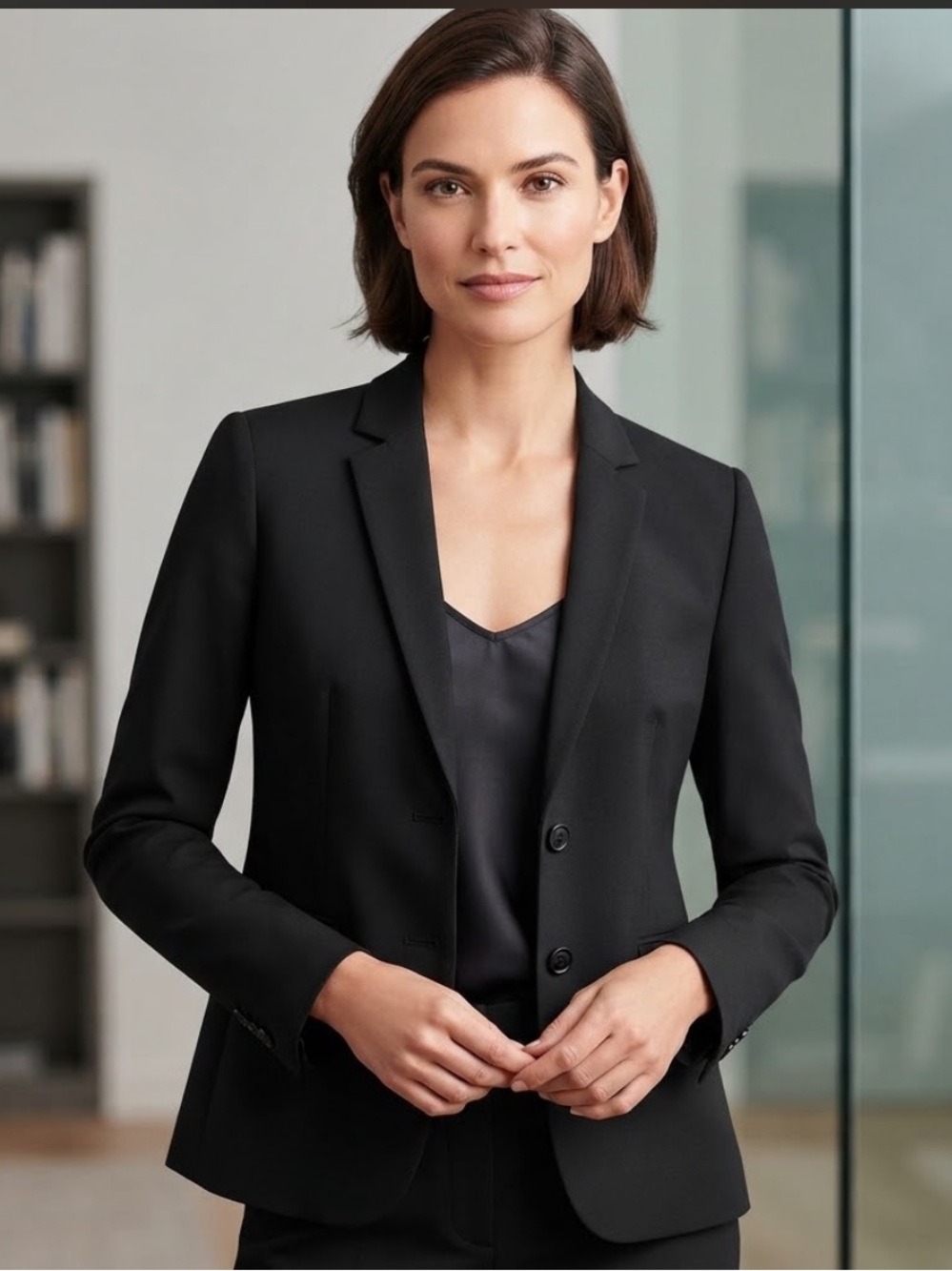 J.Crew Suiting Black Two Button Wool Blazer Jacket Size 2 Style A7824